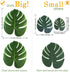 OurWarm 24pcs Large Artificial Tropical Palm Leaves, Faux Safari Leaves Monstera Fake Leaves, Hawaiian Luau Party Jungle Beach Theme Decorations f...