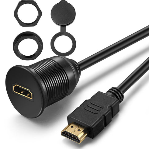 HDMI Panel Flush Mount Cable - 1 Meter 3ft HDMI Extension Dash Flush Panel Mount Cable for Car, Boat and Motorcycle...