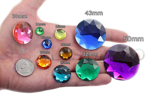 30mm Flat Back Round Acrylic Rhinestones Plastic Circle Gems for Costume Making Cosplay Jewels Pro Grade Embelishments - 12 Pieces (Red Ruby H103)...