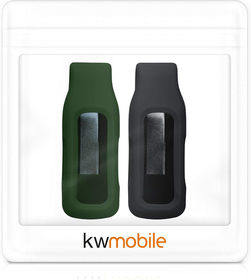 kwmobile 2X Clip Holders Compatible with Fitbit Inspire 3 / Inspire 2 / Ace 3 - Clip-On Holder Replacement Set - Black/Dark Blue...