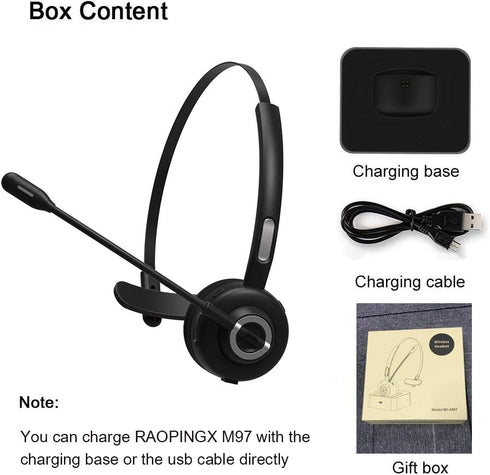 MERAIJIN Trucker Bluetooth Headset Wireless Headset with Microphone Over The Head Headphones with Noise Cancelling Sound On Ear Car Earphones Offi...
