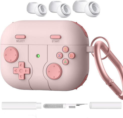 AirPods Pro Case Cover with Cleaner Kit,Classic Handheld Game Console Design Soft Skin Silicone Protective Case for AirPods Pro 2nd/1st Generation...