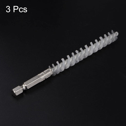 3pcs Nylon Bore Brush 8mm Dia Cleaning Wire Brush with Handle 1/4 Inch Hex Shank for Tubes, Ports, Bearings...