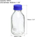 PATIKIL 500mL Reagent Media Bottle, 2Pcs Round Graduated Glass Storage Bottle Blue Screw Cap for Chemistry Lab Universities Home, Clear...