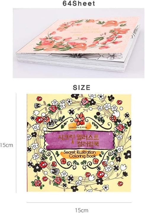PINKFOOT Alice Drawing Secret Illustration Coloring Book for Adults Relaxation Color Therapy 64 Sheets of Coloring Book (150x150mm) Different Desi...