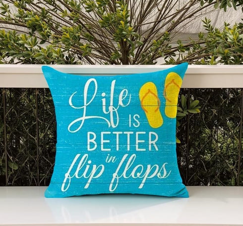 Bnitoam Summer Beach Phrases Best Gift Cotton Linen Square Decorative Throw Pillow Cover Cushion Case for Sofa Bed Couch Outdoor Pool 18 x 18 inch...