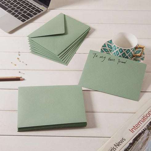 50 Pieces Sage-Green A7 Envelopes Greeting Card Envelopes 5.24 x 7.24 Inches for 5 x 7 Wedding Invitation Cards, Greeting Cards, Birthday Baby Sho...