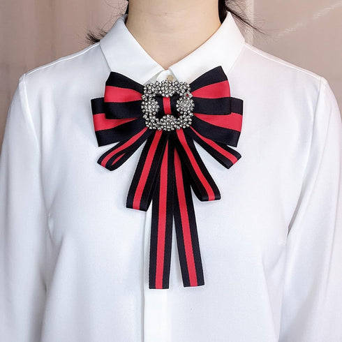 Topaz Christmas black bow tie brooch for women men bowknot costume brooches fashion jewelry cravat ribbon broach pin womens corsage jabot collar n...