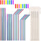 Lazycorner 16 Pcs Metal Straw Reusable 8.5" 10.5" 6mm Stainless Steel Straws for Tumblers 20oz-32oz, Rainbow Drinking Straws with Silicone Tips, 4...