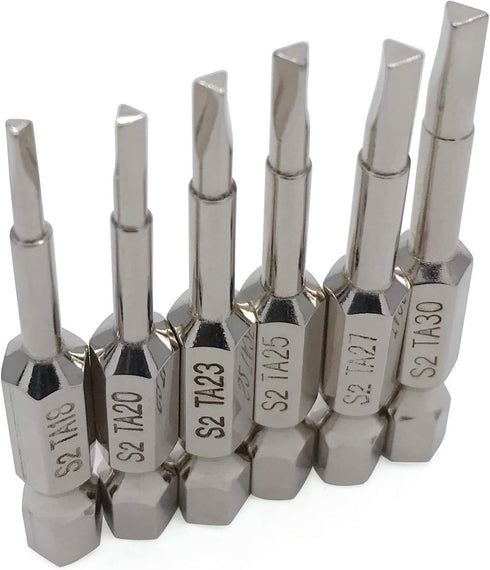 NGe Triangle Screwdriver Bit Set, 6 Pieces Triangle Screw Head, 2 Inch Length, 1/4” Hex Shank, Pack of TA18, TA20, TA23, TA25, TA27, TA30...