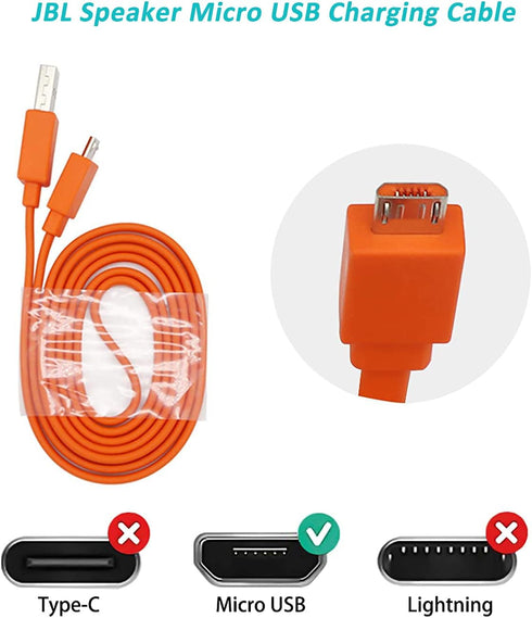 Alitutumao Upgrade Flat Replacement USB Charging Cable Compatible with JBL Flip 4 Flip 3 Flip 2 Charge 2 Charge 3 Pulse 2 Pulse 3 Clip 2 Wireless ...