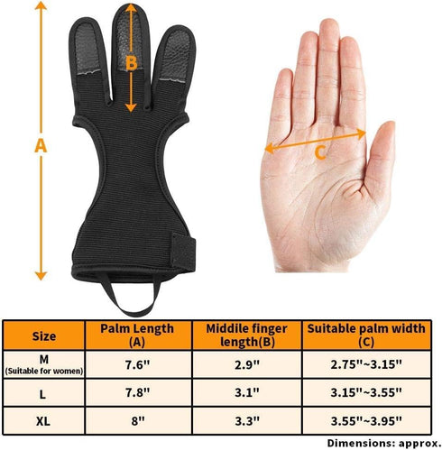 Bear Archery Leather 3 Finger Traditional Archery Shooting Glove, Medium, Black (ASG101M)...