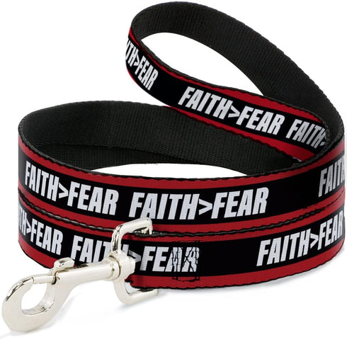Buckle-Down Pet Leash, Dog Leash, Faith Greater Than Fear Stripe Red Black White, 4 Feet Long 1.0 Inch Wide...