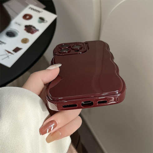 iPhone 13 Case,Simple Wave Design Wavy Frame Soft Silicone Aesthetic Phone Case for iPhone 13 Phone Case,Wine Red...