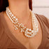 1920s MultiLayer Pearl Necklace with Brooch Faux Pearls Necklace Set Vintage Bridal Pearl Necklace Earrings Jewelry Set...