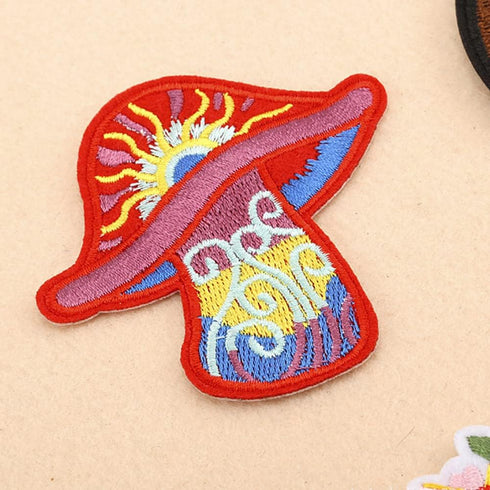 MagiDeal Mushroom Boho Hippie Retro Love Peace Weed Trance Embroidered Applique Iron-on Patch...