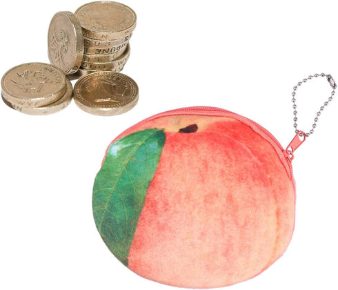 SUPVOX Coin Pouch with Keychain Cute Juicy Peach Fruit Shape Soft Plush Coin Purse Change Cash Bag Zipper Small Purse Wallets for Women Girls...