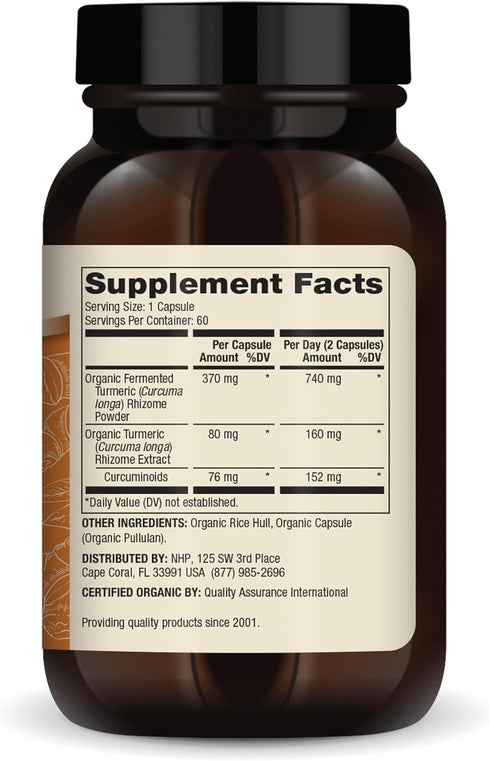 Dr. Mercola Organic Fermented Turmeric - 370 mg Fermented Turmeric - High-Bioavailability Curcuminoids - USDA Organic, Non-GMO, Gluten-Free & Soy-...