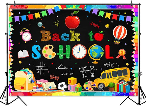 Mocsicka Back to School Backdrop Bulletin Board Back to School Background Teachers and Students Welcome Party Classroom Decor Photo Booth Props (7...