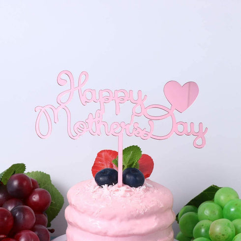 10pcs Happy Mothers Day Cake Toppers Acrylic Cake Picks for Mothers Day Birthday Cake Decoration - Rose Gold...