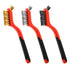 Wire Brush Set, 3 Pcs Stainless Steel/Brass/Nylon Wire Brushes for Cleaning with Curved Handle Grip for Rust Removal, Dirt, Paint Scrubbing(Red)...