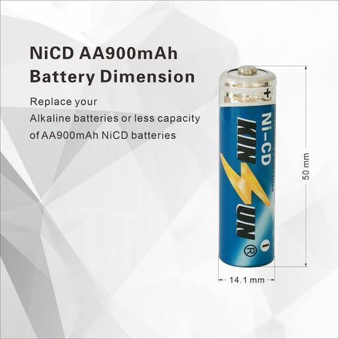 KINSUN 8-Pack Rechargeable Battery 1.2V Ni-Cd AA 900mAh for Outdoor Solar Garden Light Landscape Lights Path Lights...