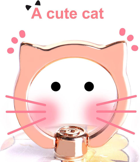 Cat Phone Ring Holder - EI Sonador Clear Cell Phone Ring Holder Transparent Stand Finger Grip (1 Silver + 1 Rose Gold Cat)......