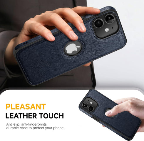 Classy Design Luxury Leather Phone Case for iPhone 11 Non-Slip Grip Full Body Ultra Slim Protective Case (2019,6.1”) (Blue)...