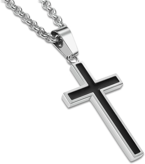 Honeystore Unisex Titanium Steel Rolo Chain Crucifix Cross Pendant Easter Prayer Necklace...