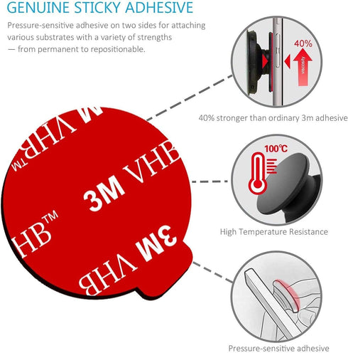 Double-Sided Phone Holder Replacement Kit. 3 Sets of 16 Round & 8 Rectangle 3M VHB Adhesive Tapes (1.17", 1.55", 1.77" x 2.56"). Sticker Pads for ...