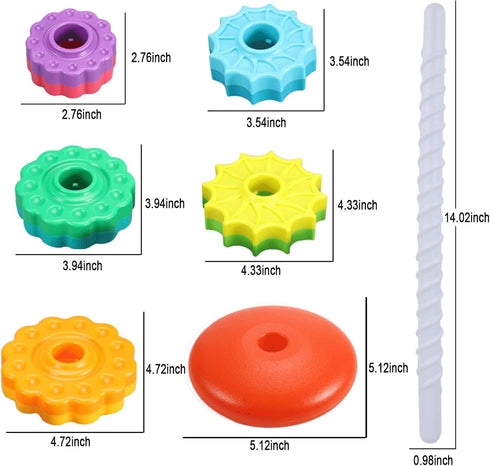 Baby Spinning Stacking Toys, Spin Toys ABS Plastic and Color Rainbow Design Ring Stacker Baby Toys 6 to 12 Months Montessori Educational Learning ...