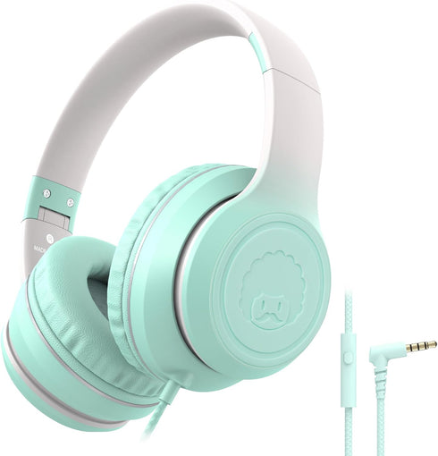 rockpapa L22 Wired Headphones for Kids Girls Boys Women with Microphone, Foldable Stereo 3.5mm Corded Headphones for School Classroom Chromebooks ...