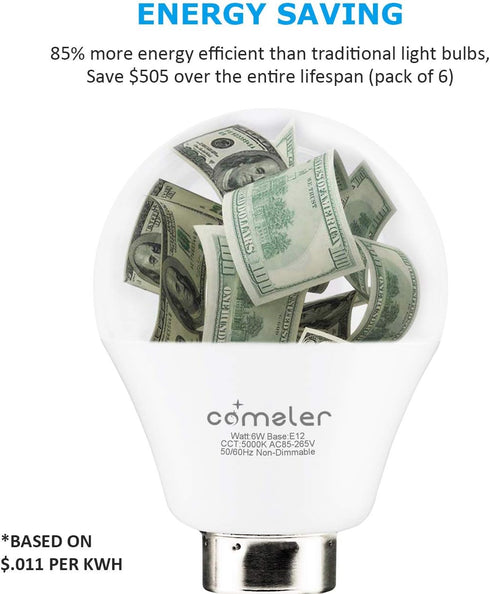 comzler Ceiling Fan Light Bulbs Candelabra LED Bulbs - 60 watt Equivalent, 5000K Daylight White Candelabra E12 Base A15 Small Light Bulbs,600lm,No...