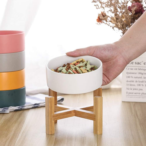 Elevated Raised Food Bowls/Dish with Stand for Water, Ceramic Pet Bowl with Anti Slip Rubber pad, Anti Vomiting, Stress Free for Small Dogs and Ca...