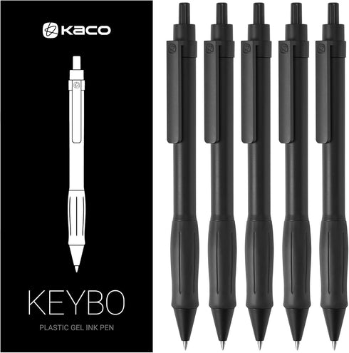Kaco KEYBO Gel Ink Pens Black 5 Pieces 0.5mm Fine Point Aesthetic Pens School Office Supplies Stationery...