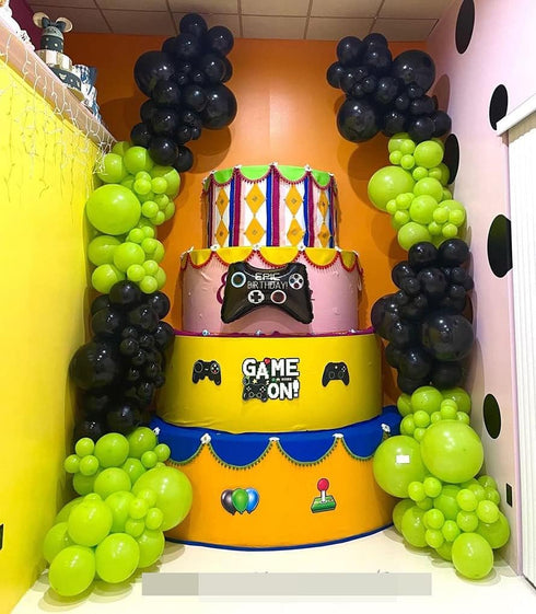 Video Game Balloon Arch & Garland Kit- 16 Feet Black Green Balloon Kit for Gamer Party Birthday Party Decoration...