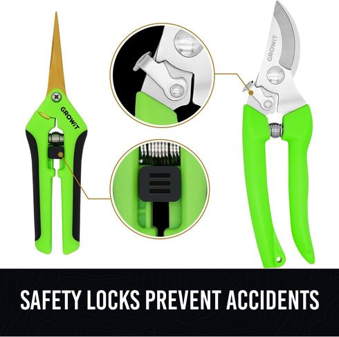 Pruning Shears & Gardening Scissors Set - 7"" Titanium Coated Sharp Garden Clippers, Stainless Steel Garden Shears for Plant - Garden Pruners, Flo...