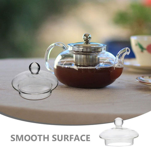 Kichvoe Glass Teapot Lid Replacement, Clear Teapot Accessory Glass Tea Kettle Cover For Home Kitchen Teapots, 2.55x2.55x1.77in, For 400ml Glass Te...