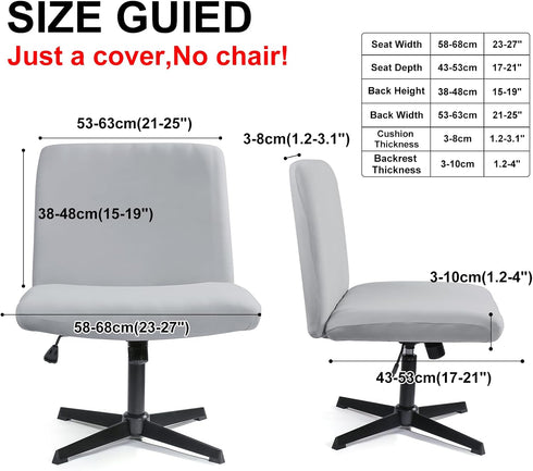 Armless Criss Cross Office Desk Chair Cover Slipcover,Accent Mid Back Wide Swivel Task Vanity Slipper Chair Protector Stretch Removable without Ar...