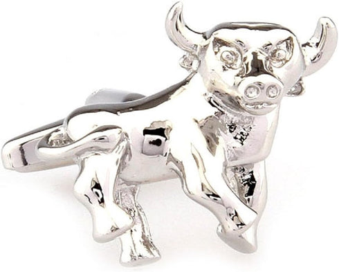 Bull 3D Wall Street Pair Cufflinks in a Presentation Gift Box & Polishing Cloth...