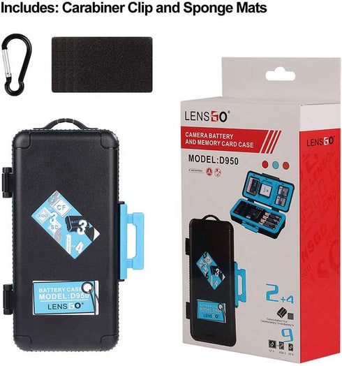 LENSGO Camera Battery Memory Card Case, Memory Card Hard Protector Case Water-Resistant Anti-Shock Storage Box for 3 Camera Batteries 3 XQD or 3 C...