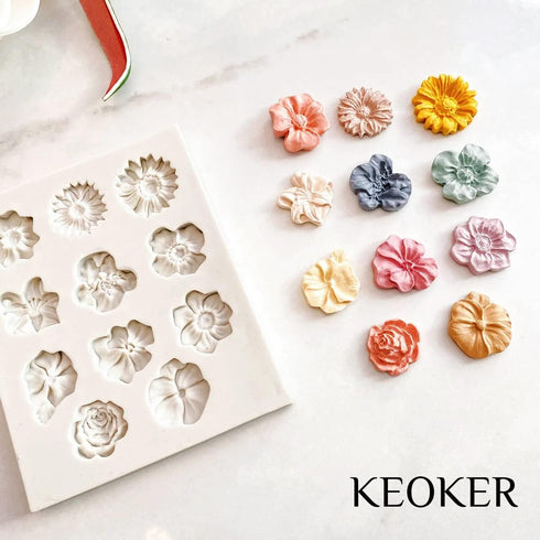 KEOKER Flower Polymer Clay Molds - 1 Pcs for Jewelry Making, Polymer Clay Molds for Earrings Decoration (Medium Flower)...