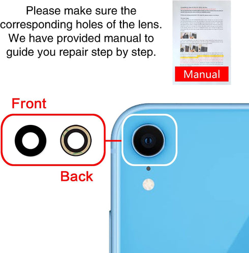 2PCS ASDAWN Back Camera Lens Glass Replacement for iPhone XR 6.1 Inches with Pre-Installed Adhesive, Rear Camera Lens Glass Replacement with Insta...