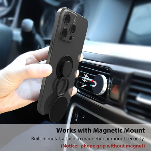 Phone Grip, Phone Ring Holder Finger Kickstand, 360°Rotation & Adjustable Metal Cell Phone Rings Gripper Stand Work with Magnetic Car Mount for iP...