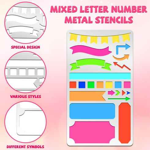 Metal Journal Stencils 4x7" Banner Stencils for Journaling Reusable Planner Stencils Drawing Bookmark Stencils Journal Stencil for DIY Diary Scrap...