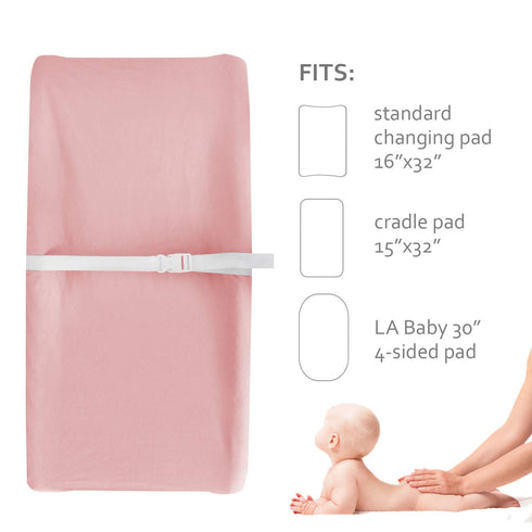 Changing Pad Cover Cotton Pink for Girl, 2 Pack Changing Table Pad Cover Cradle Sheet Soft and Breathable 16" x 32" for Standard Baby Changing Pad...