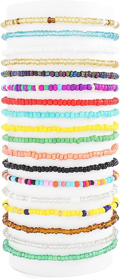 ELABEST Africa Beads Anklets 18Pcs Ankle Bracelets Colorful Beach Foot Jewelry Accessories for Women...