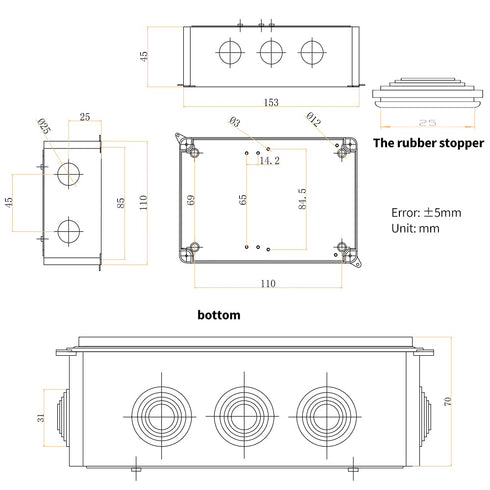 MAKERELE IP65 Watertight Electrical Box Plastic Waterproof Dustproof Universal Electrical Project Enclosure White 5.9”×4.3”×2.8”inch(150×110×70mm)...