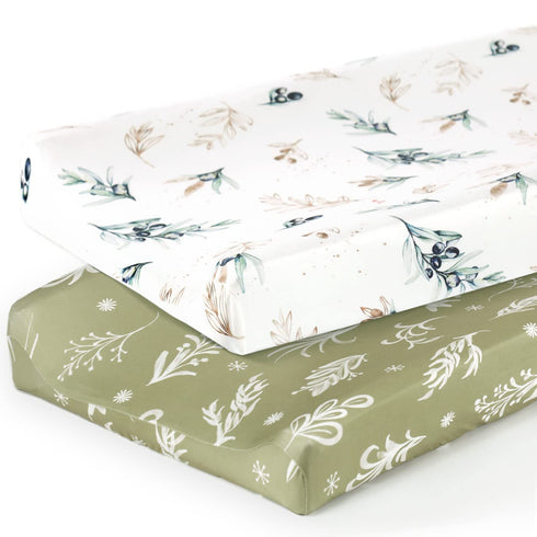 GRSSDER Stretch Ultra Soft Jersey Knit Changing Pad Cover Set 2 Pack,Change Table Pad Covers Fit 32"/34" x 16" Pads Safe and Snug,Stylish Watercol...