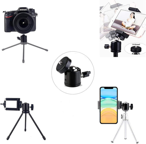 Universal 1/4" Swivel Mini Ball Head Screw Tripod Mount with Hot Shoe?2 Pack?, Eszkozta 360 Degree Rotating Mount Base Adapter for DSLR Cameras HT...